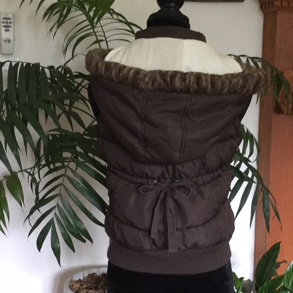 Dark Brown Vanity Winter Hooded Vest - Picture 3 of 6